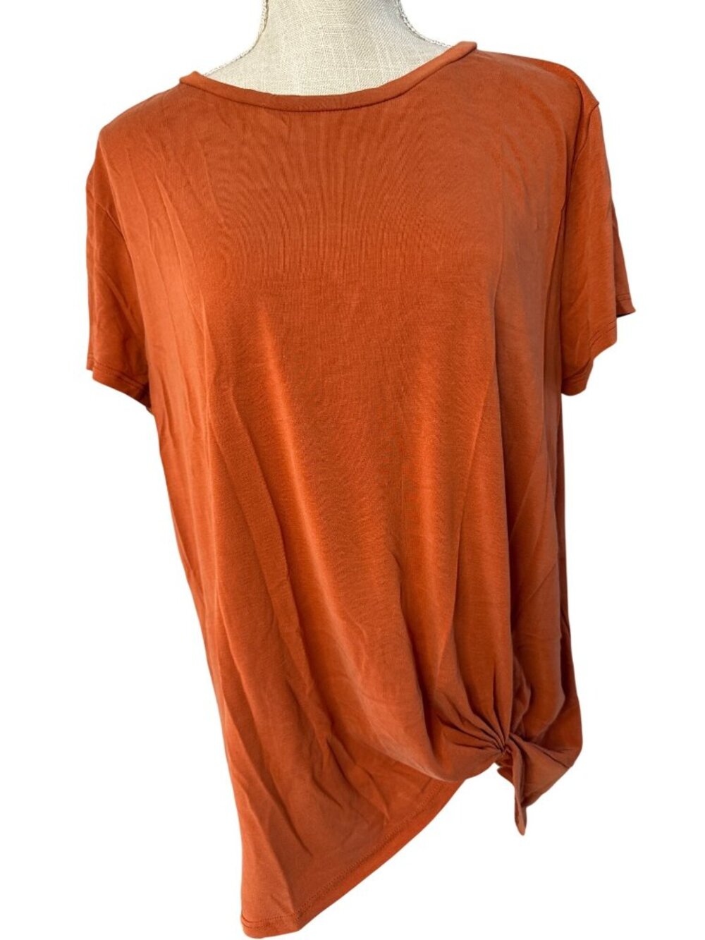 Green Envelope Burnt Orange Twisted Knot Soft Lounge Tee Shirt Size XL